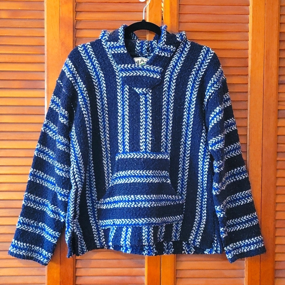 Baja Joe Hoodie. Size Small. Blue striped.